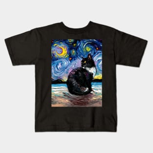 Black Tuxedo Cat Night 2 Kids T-Shirt